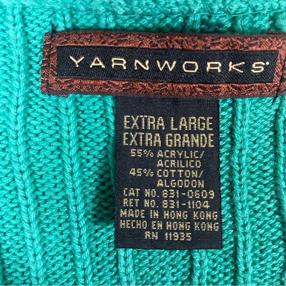 Yarnworks Women's Cardigan Sweater Size XL Green Cable Knit GrandmaCore Academia - Picture 2 of 7